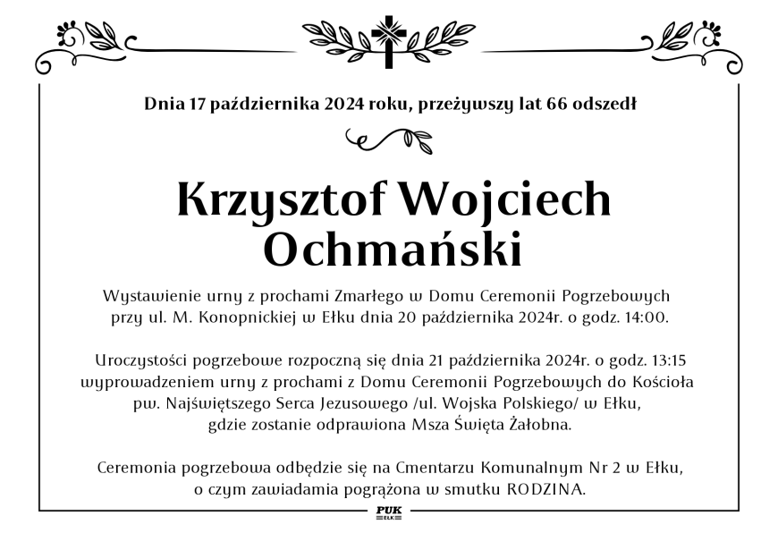 Krzysztof Wojciech Ochmański - nekrolog